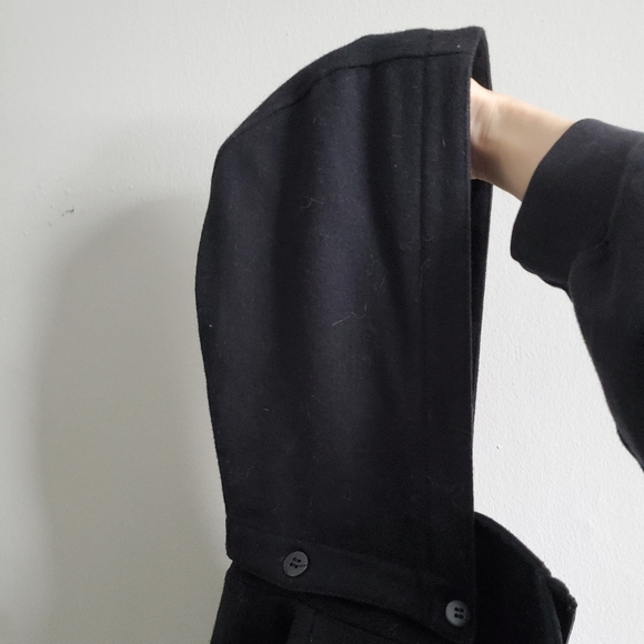 Calvin Klein Black Pea Coat Wool - Picture 12 of 16